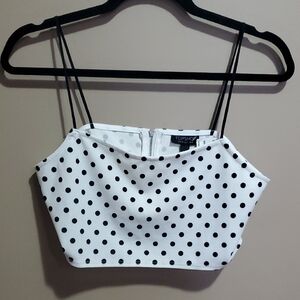 Topshop Black and White Polka Dot Crop Top Size 8
